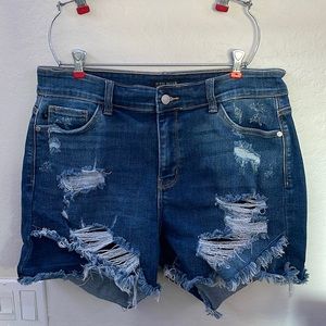 Judy Blue high waist distressed denim shorts Size 1XL